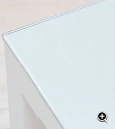 アルガノ ガラスダイニングテーブル135 GDT-7631(ホワイト)の天板ガラスアップ