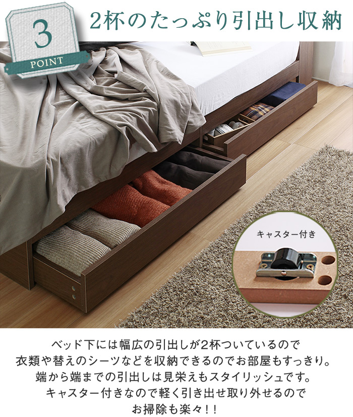 FLAP フラップ セミダブルベッドフレーム USBコンセント ライト 2杯引出し フラップ扉付を激安で販売する京都の村田家具