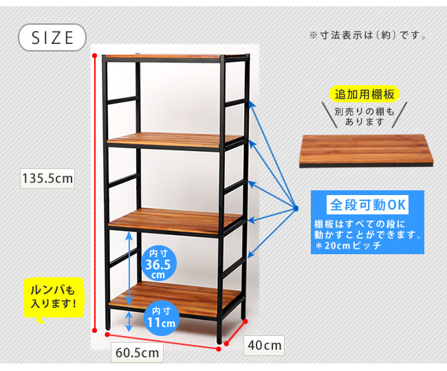 ブリックラックシリーズ4段タイプ 60×40×135 PRU-6040135