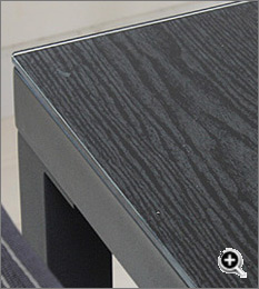 アルガノ ガラスダイニングテーブル135 GDT-7639(ブラック)の天板ガラスアップ