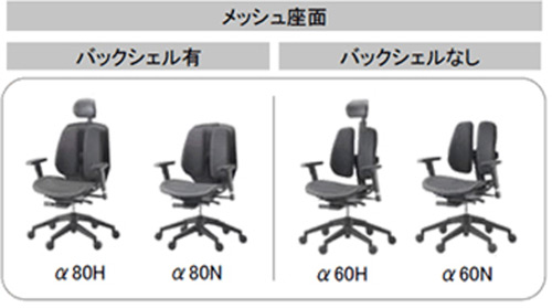 DUOREST α60H メッシュ座面 Black 村田家具 / デュオレストのαシリーズ