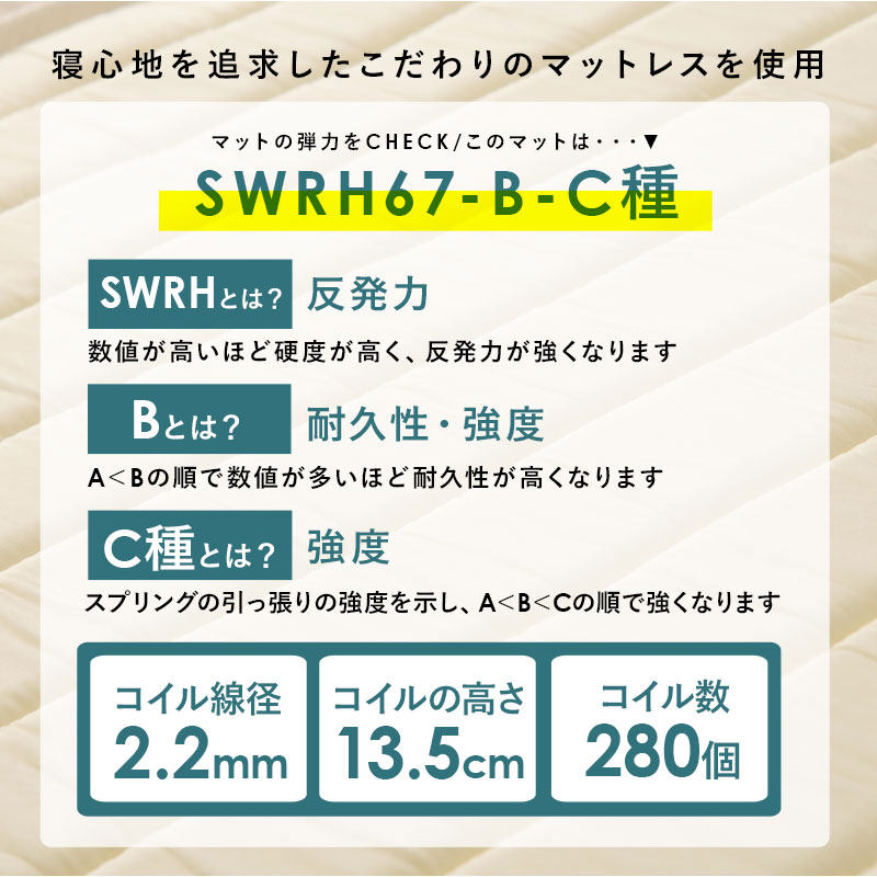 ボンネルコイルマットレス すのこベッド シングル KMB-3105 床下20cm