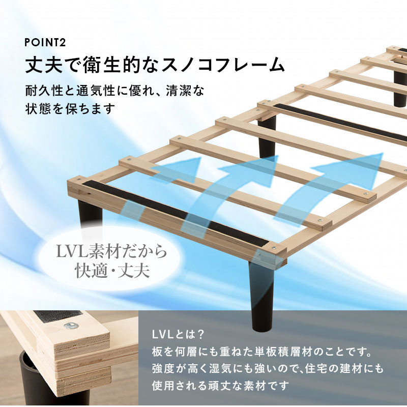 ボンネルコイルマットレス すのこベッド シングル KMB-3105 床下20cm