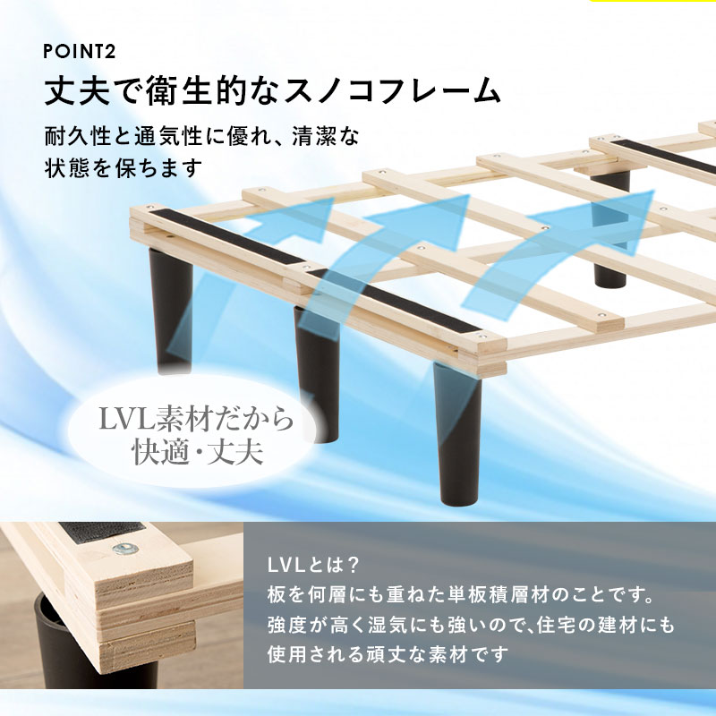 ボンネルコイルマットレス すのこベッド セミダブル KMB-3105SD 床下20cm