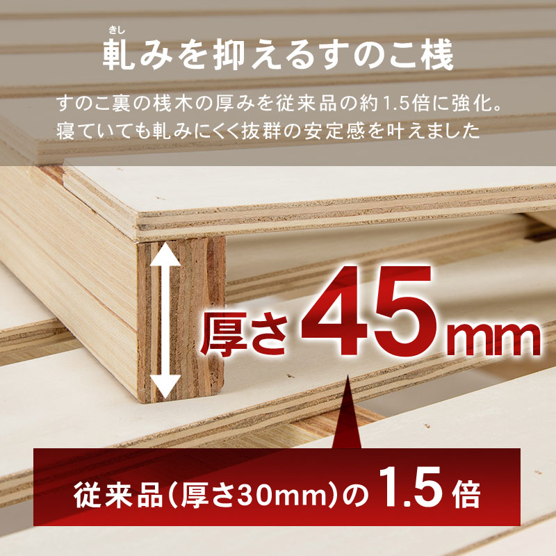 脚高 頑丈すのこベッド シングル 高さ3段階 コンセント ベッド下収納 大容量 MB-5166S