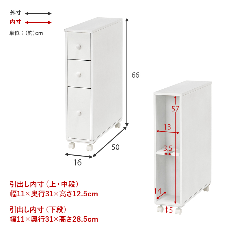 トイレラック 幅16 スリム アンティーク塗装 ブラシ収納 キャスター MTR-6450WH