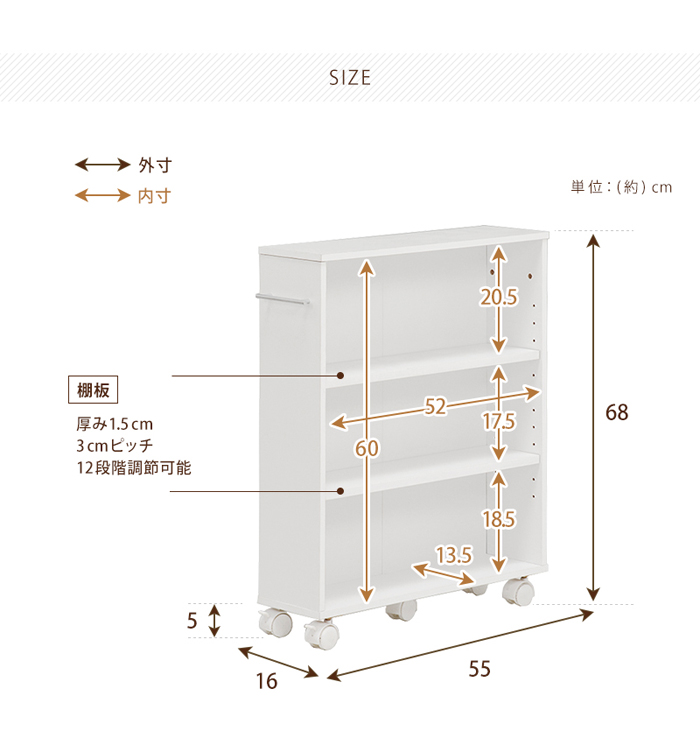 マガジンラック スリムタイプ RCC-1021 奥行16cm 隙間収納 大容量 マルチラック