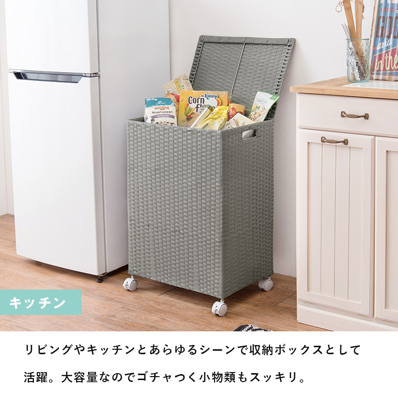 収納ボックス RUD-2422 大容量 70L バスケット 水回り ラタン調