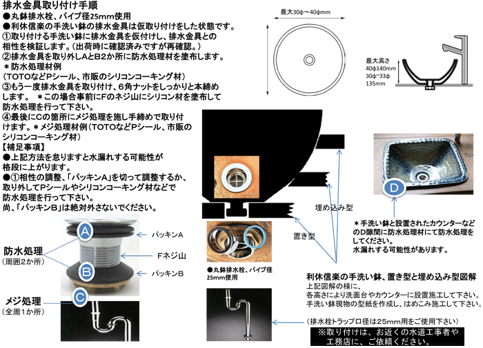 排水金具取り付け手順