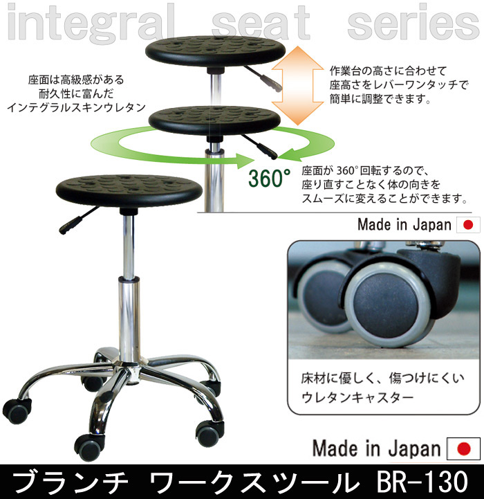 【耐荷重80kg】ブランチ ワークスツール 130BRI-130