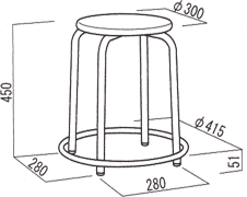 ラウンドスツール（外リング付)RW-3の詳細図