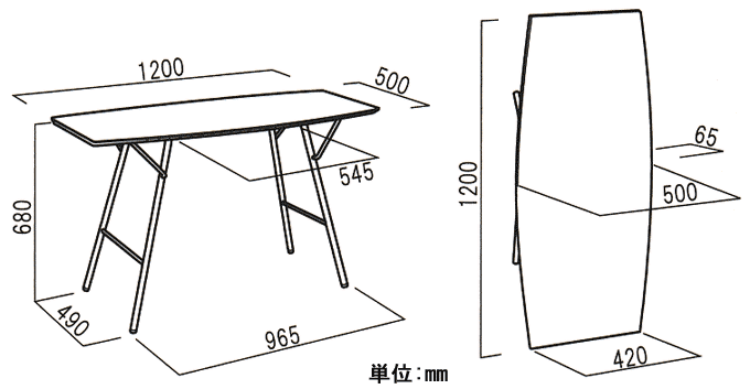 トラスバレルテーブル 1250の詳細図