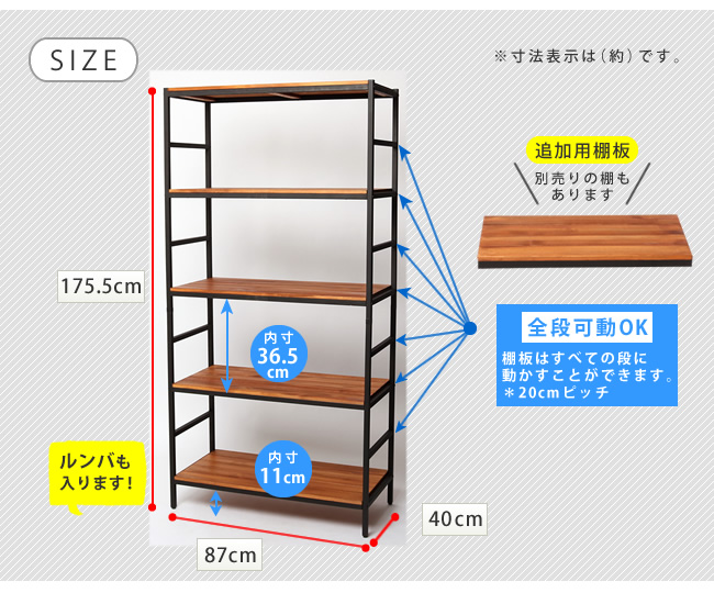 ブリックラックシリーズ5段タイプ 86×40×175 PRU-8640175