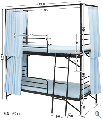 スチール2段ベッド IBS-203Cの詳細図
