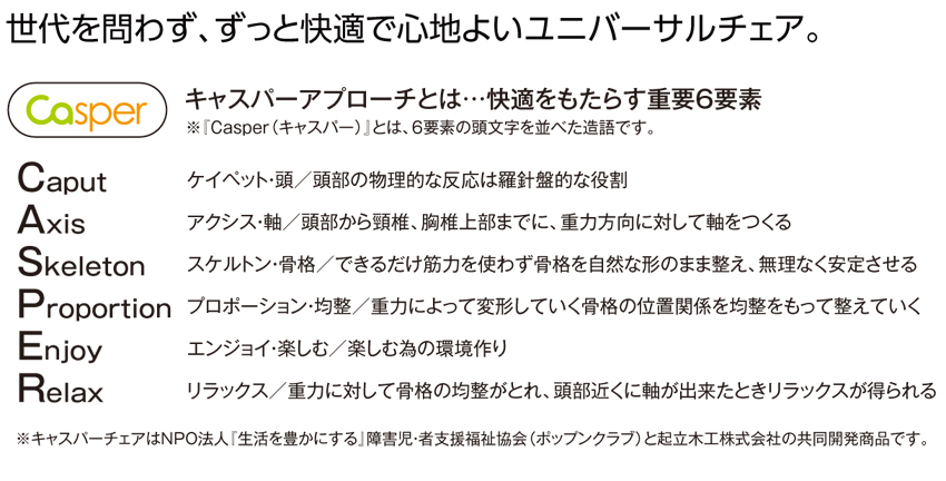 世代を問わず、ずっと快適で心地よいユニバーサルチェア。起立木工 キャスパーチェアⅡ CAチェア2