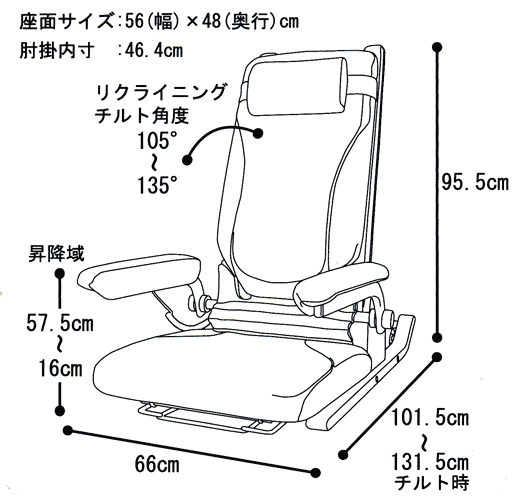 独立宣言　リクライニングの詳細図