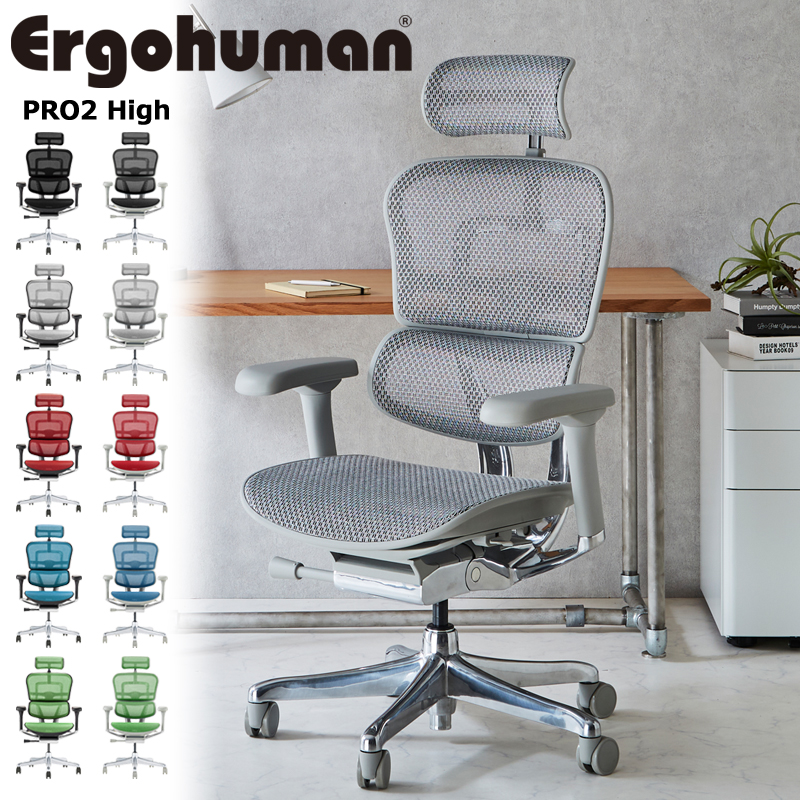 オフィスチェア エルゴヒューマン プロ2 ハイタイプ Ergohuman PRO2 High EHP2-HAM 在宅 リモート ヘッドレスト付