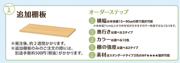 タナリオオーダー追加棚板